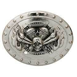 NWT Skull Motor Flame Trophy Belt Buckle Oval Men new  