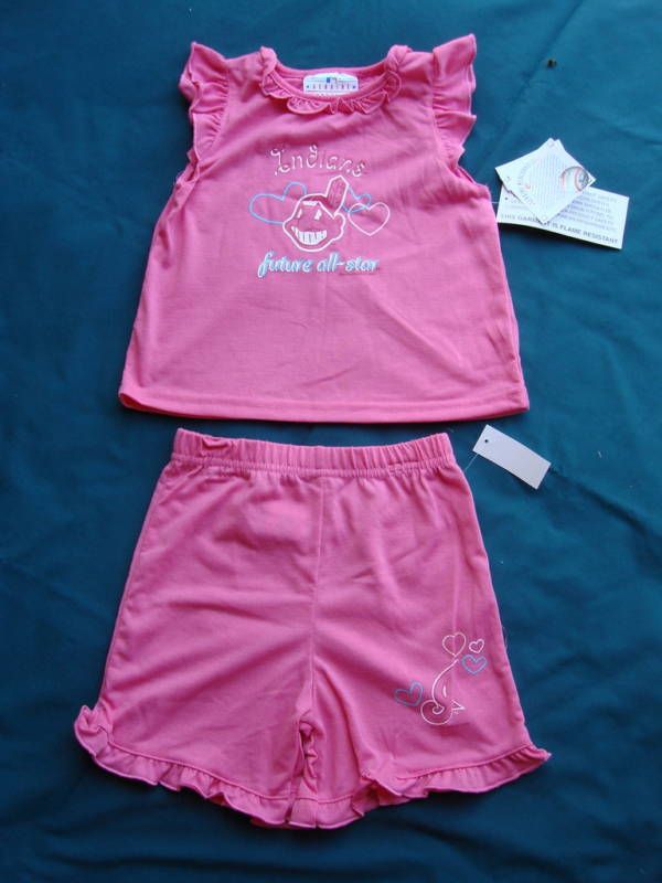 NWT Girls MLB Indian 2 Piece Outfit Sleepwear Size 6/6X  