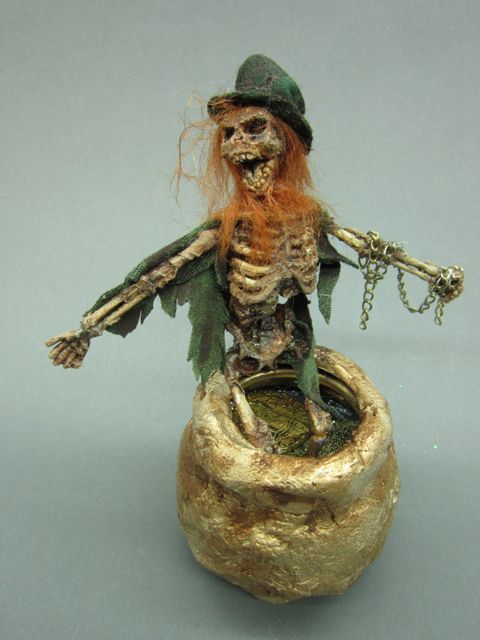 OOAK DEAD LEPRECHAUN movie prop SIDESHOW GAFF mummified male fairy 