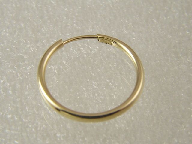 14 KT GOLD MENS SINGLE 22 MM Lge ENDLESS HOOP EARRINGS  