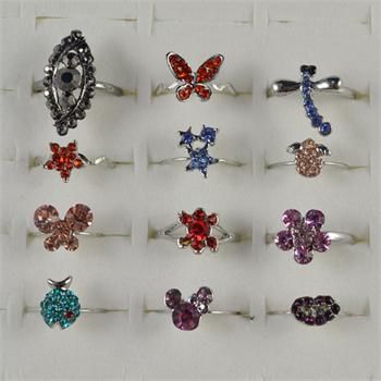 Wholesale Lots 30pcs Cute Fun Child Kid Party Crystal Ring R078  
