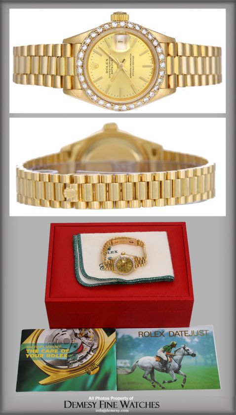 Rolex Ladies President 18k Gold & Diamond Watch 69178  