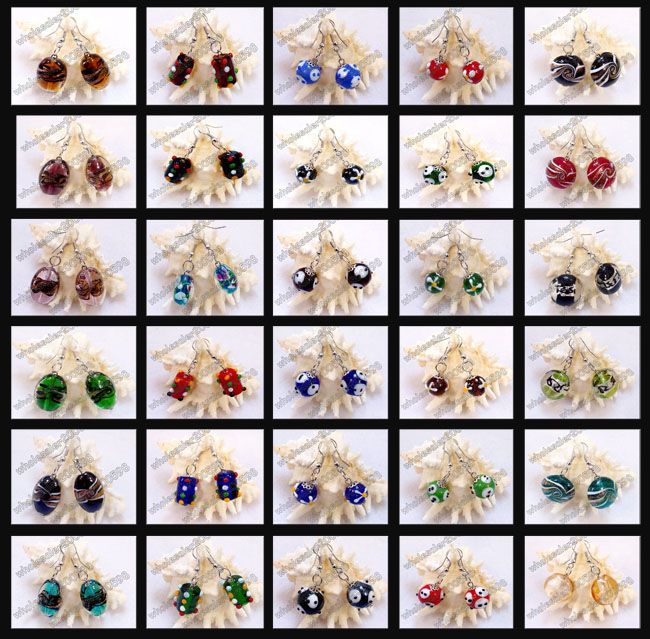 30Pairs Handwork Murano Glass Beads (5MM Hole) Earrings  