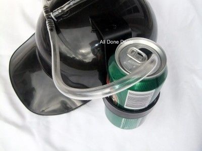 Dual Drinking Can Holding Hat Helmet   Beer Coke BLACK  