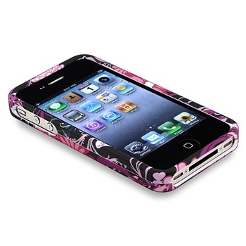 Pink/Black Butterfly Rubber Hard Snap on Case Cover+Protector for 