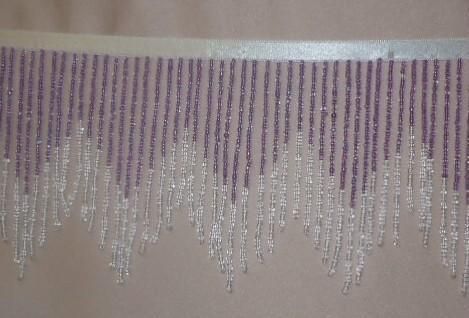 AB Purple and Crystal seed beaded fringe  