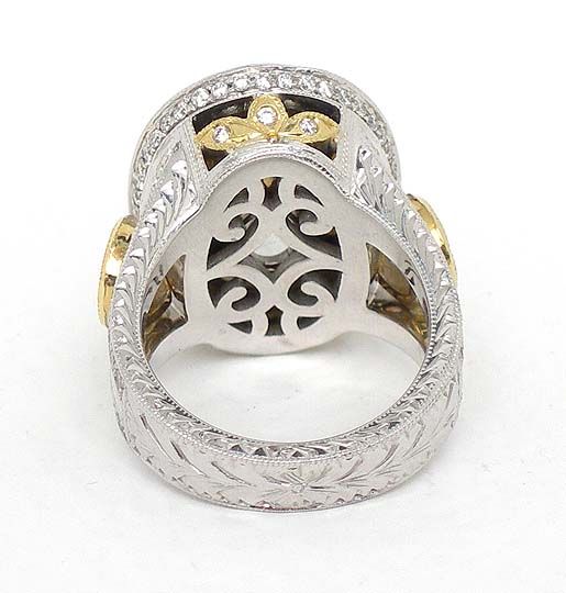 04 CT. OVAL & 2.30 CTS. ACCENT DIAMONDS HANDMADE RING