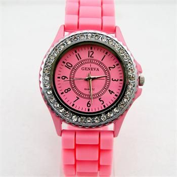 Fashion casual lady men boy girl Silicon Sport Quartz diamond wrist 