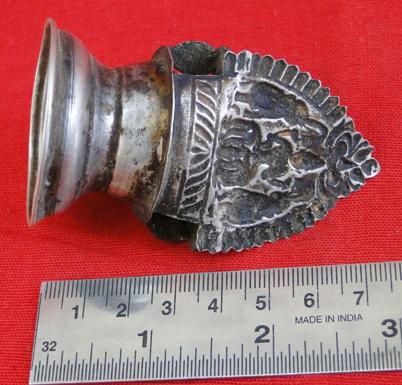 vintage antique old sterling silver oil lamp Laxmi  