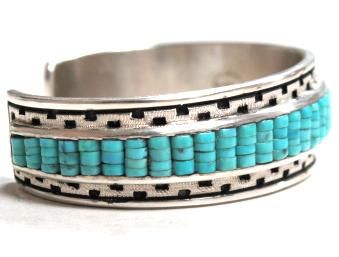 Dan Jackson Turquoise Heishe Inlay Cuff Great L@@K  