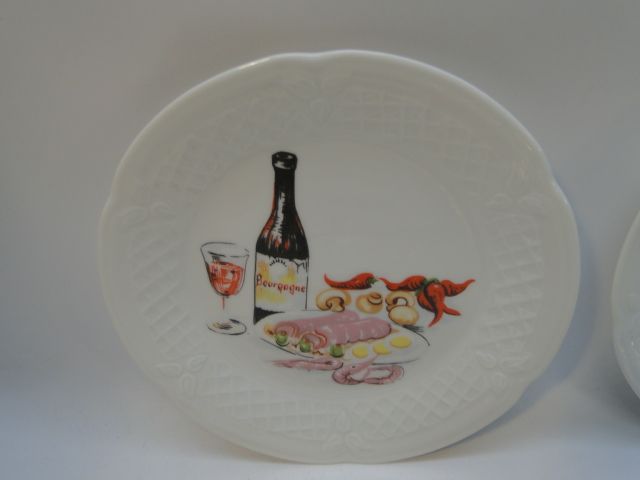 PHILIPPE DESHOULIERES LIMOGES~CANAPE COCKTAIL PLATES 12  