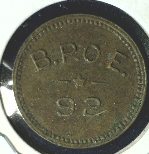 Seattle, WA BPOE #92 Good For 10c in Trade Token 20mm B  