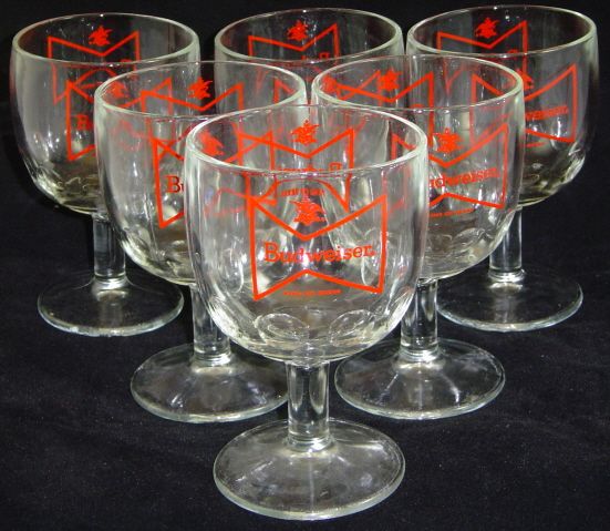 Budwiser Beer 12oz Stemmed Glass Goblets  