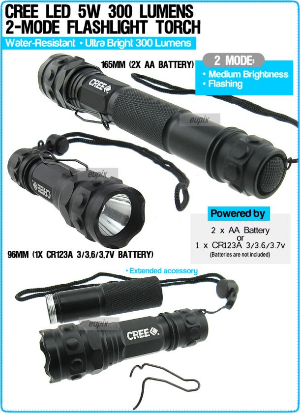 5W CREE Led 300 Lumens Flashlight A15 Torch Lamp 2 MODE  