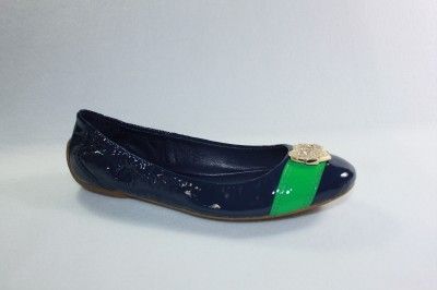 NEW COACH WOMENS TYLER PATENT LEATHER BLUE GREEN SHOE FLAT SANDAL 