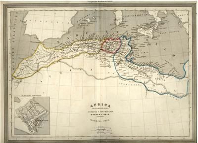 Map   Gaspar Y Roig, Madrid  c1855  AFRICA  NUMIDIA  