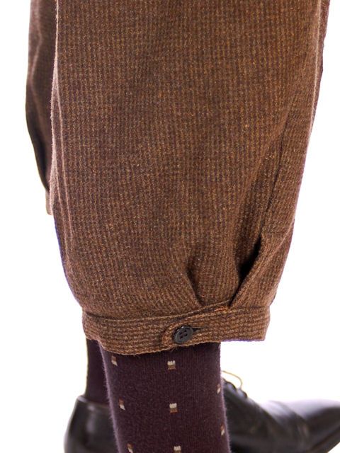   Green/Brown Wool Button Fly Knickers /Driving Pants 1920s 38/31  