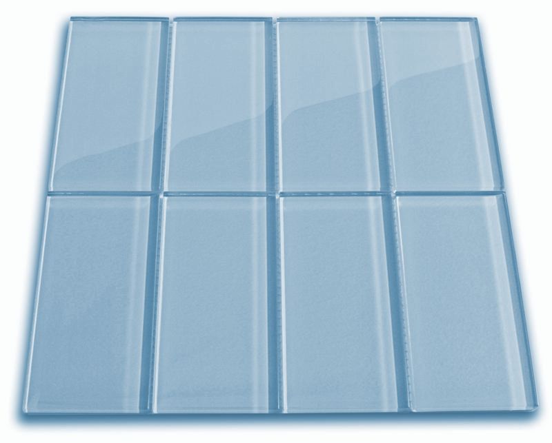 Sky Blue Glass Subway Tile 3 x 6 Sample  