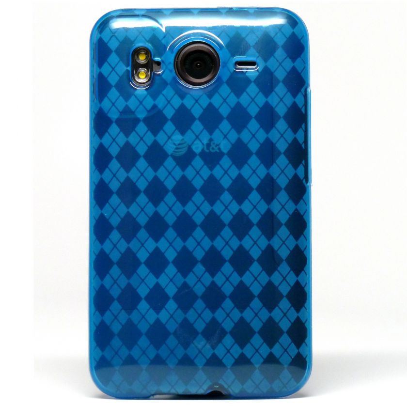   blue argyle tpu candy skin case cover for at t htc inspire 4g desire
