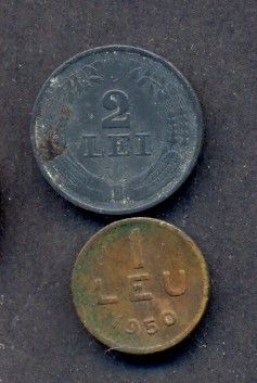 ROMANIA COIN 1 LEI 1950,2 LEI 1941 XF  