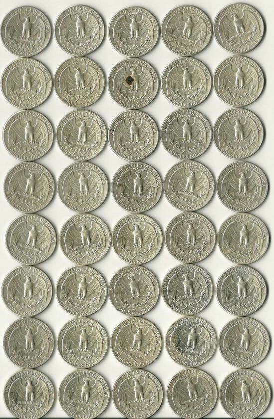 ROLL 90% SILVER U.S. WASHINGTON QUARTERS all dates 1964  