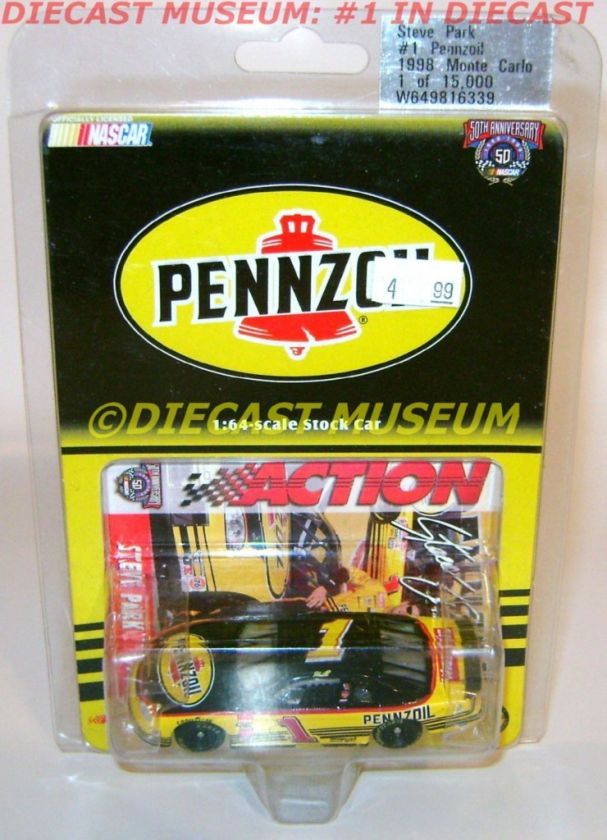 STEVE PARK #1 PENNZOIL 1998 CHEVY MONTE CARLO DIECAST ACTION STOCK CAR 