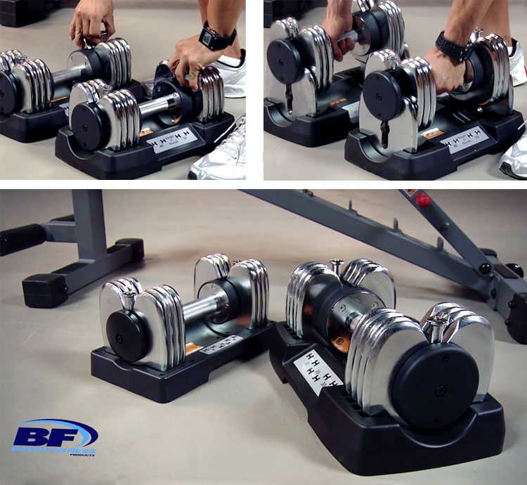 Bayou Fitness 2 (Two) 50lb Adjustable Dumbbells BF 0250 846291002350 