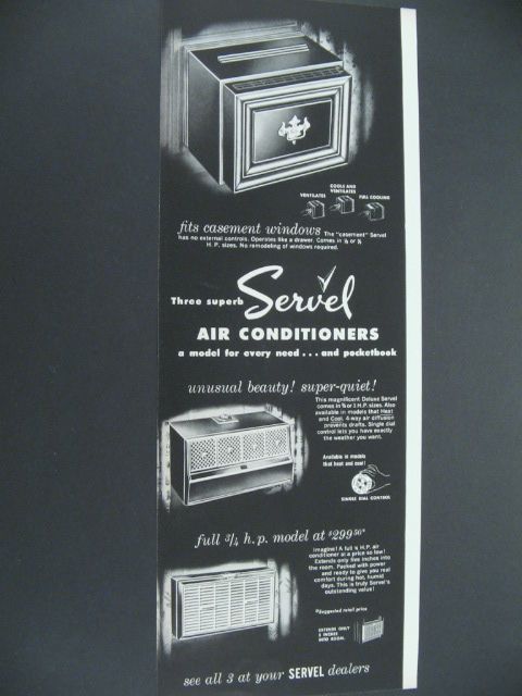 1954 Servel Air Conditioners Fits Casement Window Ad  