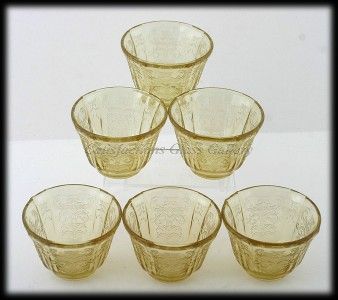 Depression Glass Madrid Amber Jello Molds Set of 6 Federal Glass 