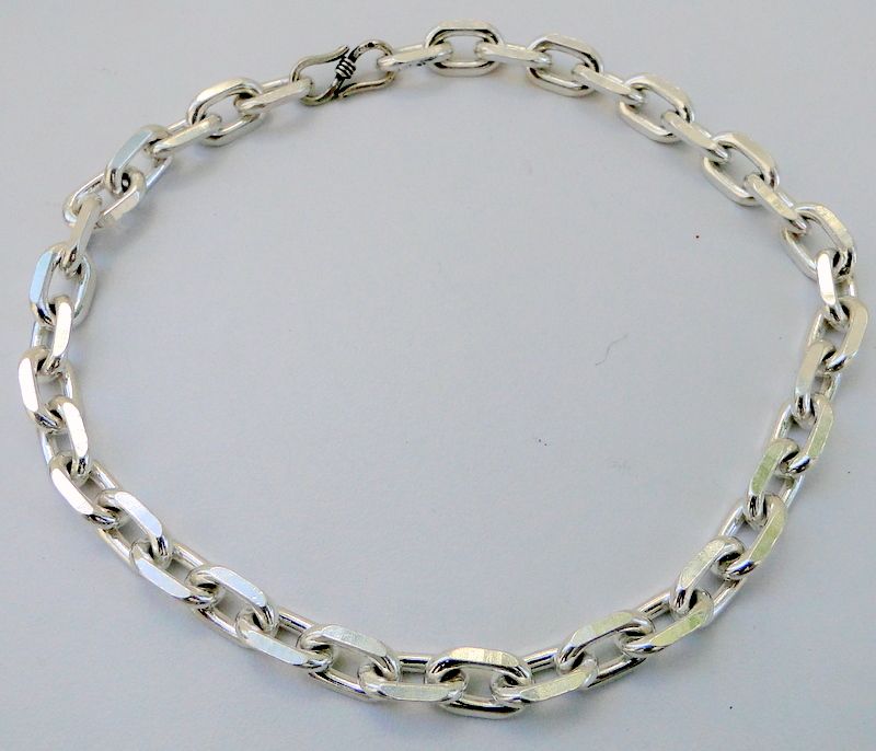 925 STERLING SILVER LINK CHAIN ANKLET . SOLID HEAVY PIECE GREAT FOR 