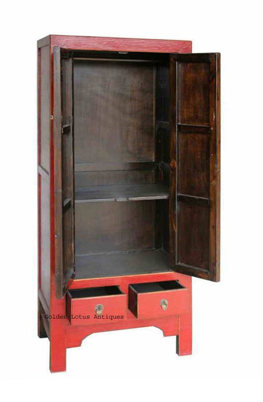 Chinese Red SilkLacquer Storage Cabinet Armoire WK1373S  