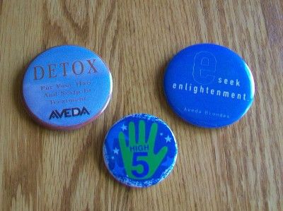 AVEDA COLLECTOR BUTTONS PINS & BONUS BUTTON  