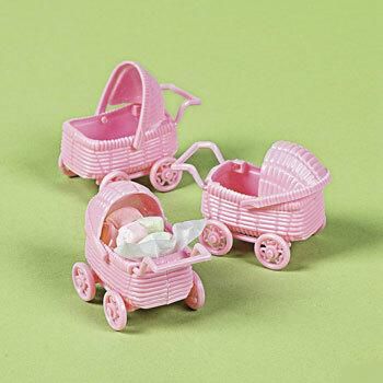 12 Pastel PINK Baby Girl CARRIAGES Shower Party Favors Dozen 