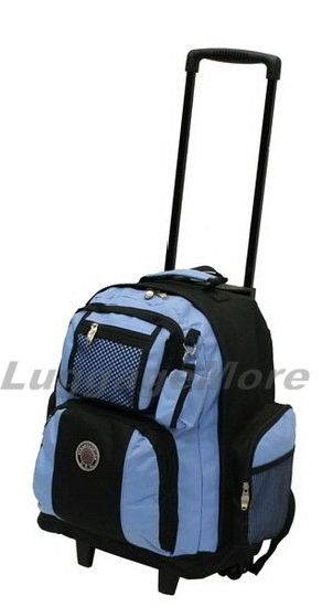 NEW 18 BLACK ROLLING WHEELED BACKPACK/ BOOKBAG  