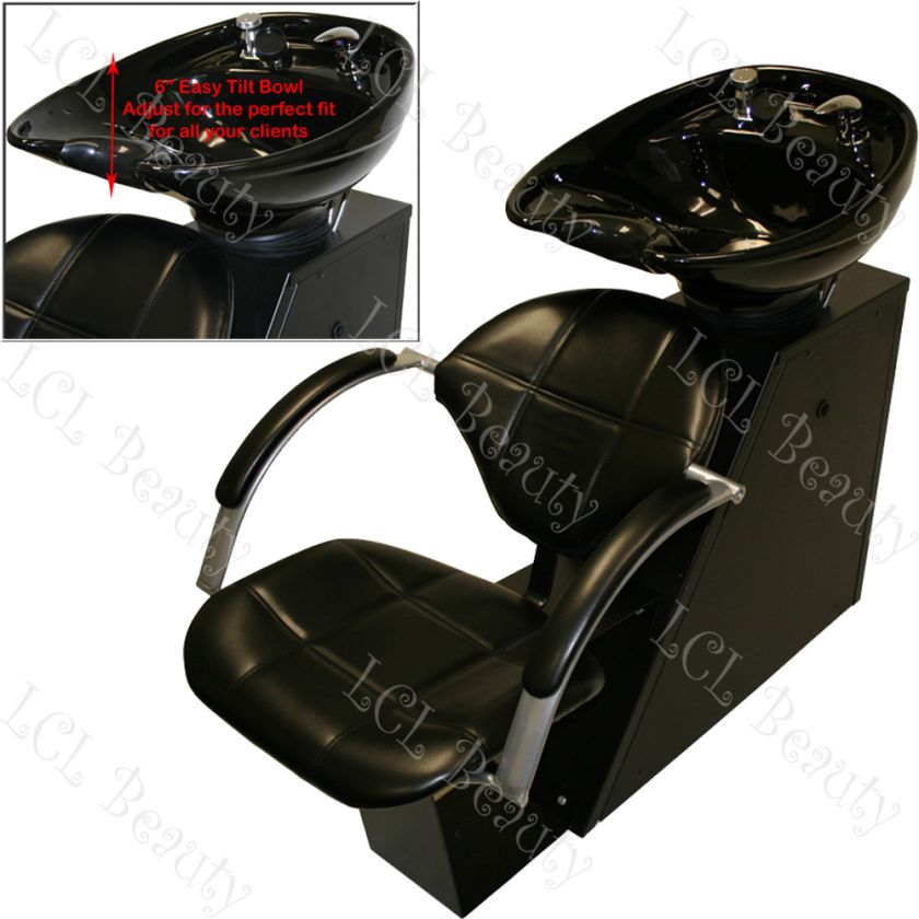 BLACK CERAMIC SHAMPOO BOWL SINK CUSTOM WOOD CABINET BEAUTY SPA SALON 