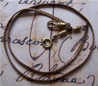 Vintage Brass Herringbone Watch Fob Necklace Chains x 2  