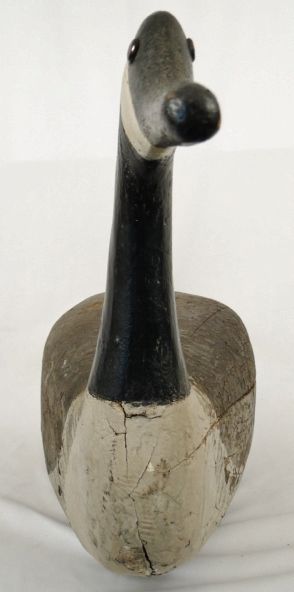 Antique Canada Goose Carved Wooden Painted Folk Art Hunting Decoy 