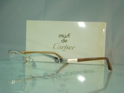 %AUTHENTIC CARTIER PLATINUM T8100811 Half Rim BROWN Eyeglasses Frame 