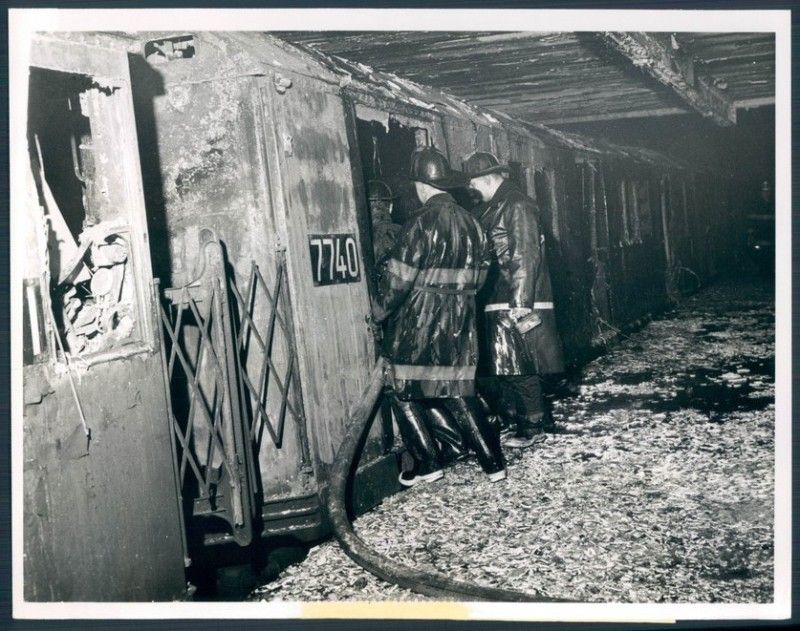 1964 Grand Central Station Train Fire Fighters Photo  