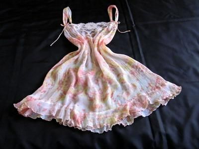 VICTORIAS SECRET FLOATY PURE SILK CHIFFON FLOUNCY BABYDOLL Lge SUNSET 