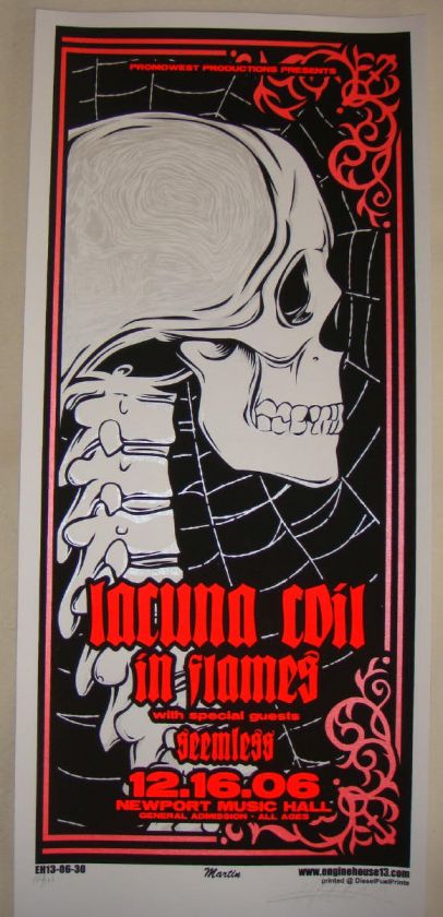 2006 Lacuna Coil & In Flames Silkscreen Concert Poster  