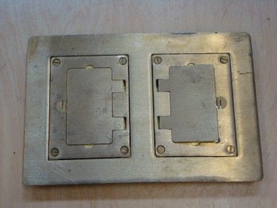 Brass Floor Box Cover Plate Square With Lift Lid Duplex  