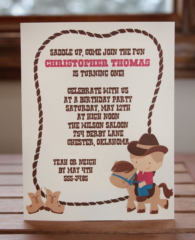 Cowboy or Cowgirl Western Birthday Invitation   First  