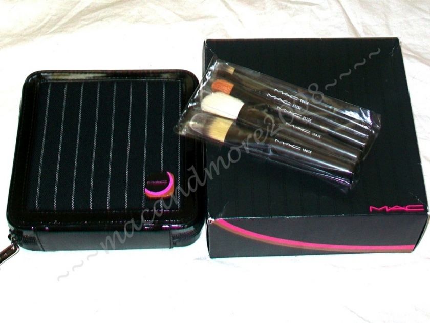 MAC BRUSH SET~PINSTRIPE BRUSH BAG 5 w Case~190 168 252 212 194~BNIB 