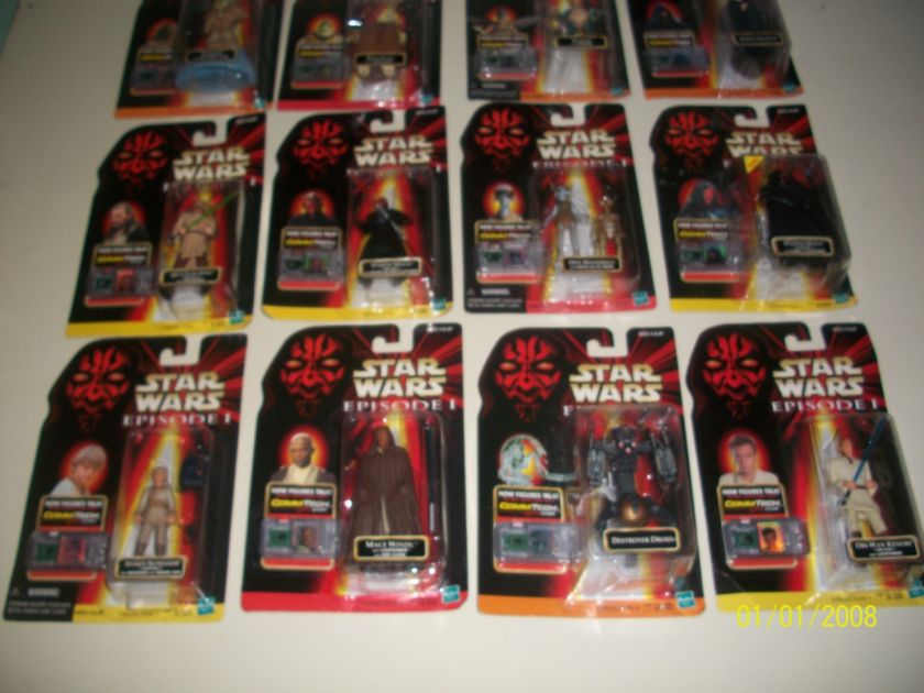 STAR WARS, 12 ACTION FIGURES, EPISODE I, COMMTECH CHIP, COLLECTION 1 2 