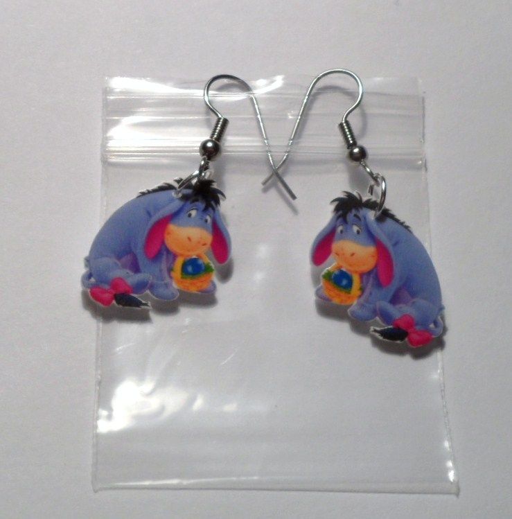 DONKEY EEYORE EASTER BASKET EARRINGS CHARM CARTOON EGGS  