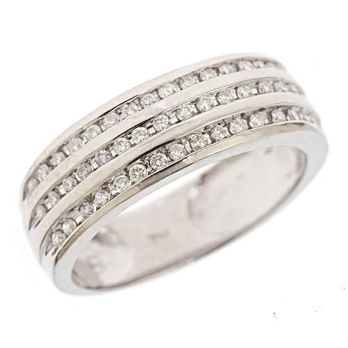 2ct SI F 3 Row Diamond Womens Wedding Anniversary Band Ring 14k 