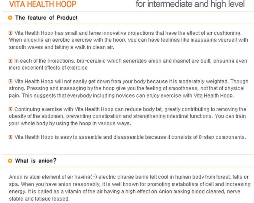   Hula Hoop Exercise Health Slim Line Fitness Hoop   Vita Health Hoop