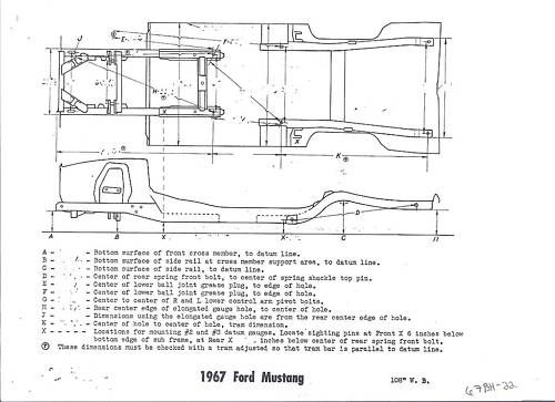 1967 Ford Mustang GT NOS Frame Dimensions Align Specs  