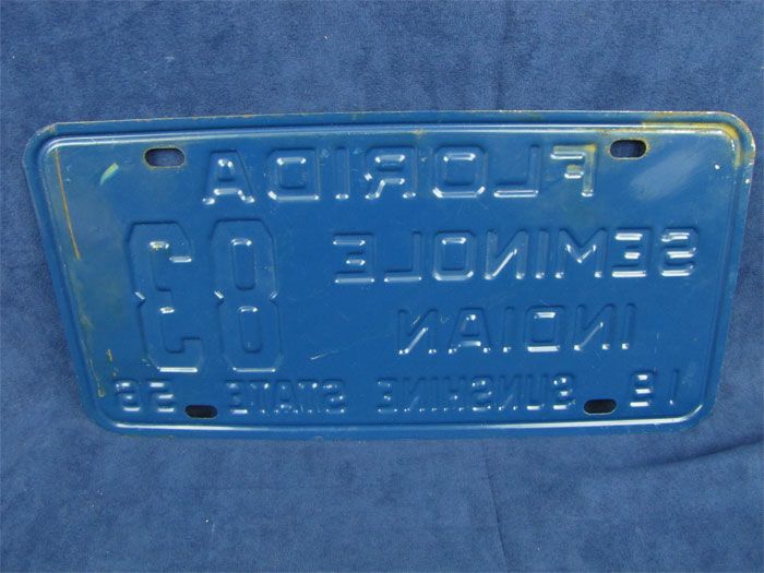 1956 Florida State License Plate Seminole Indian #83  